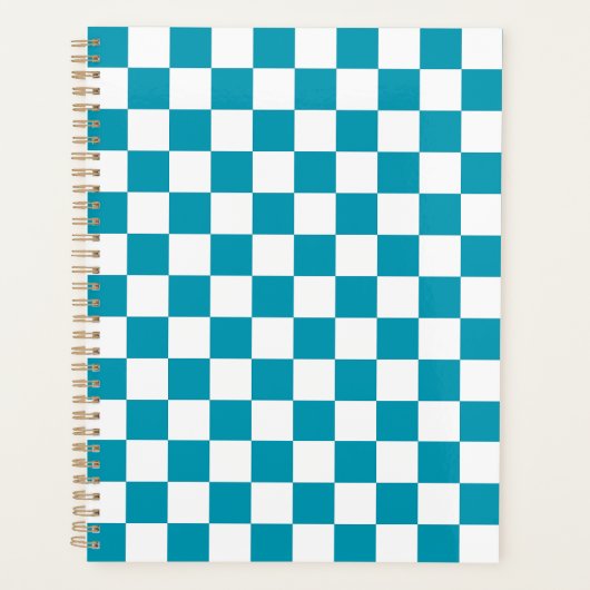Dark turquoise checkered planner (Voorkant)