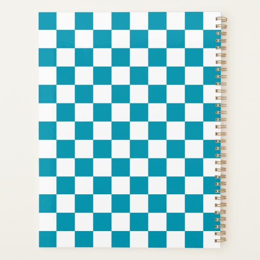 Dark turquoise checkered planner (Achterkant)