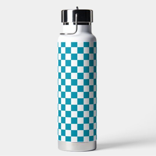 Dark turquoise checkered  waterfles (Rechts)