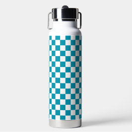 Dark turquoise checkered  waterfles