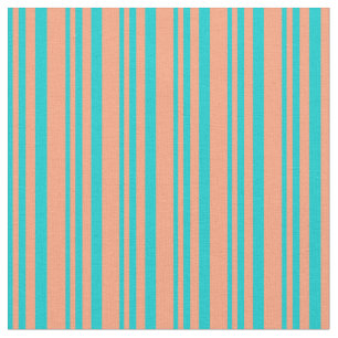 Dark Turquoise en Light Salmon Stripes Stof