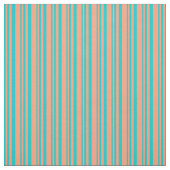 Dark Turquoise en Light Salmon Stripes Stof (Swatch)