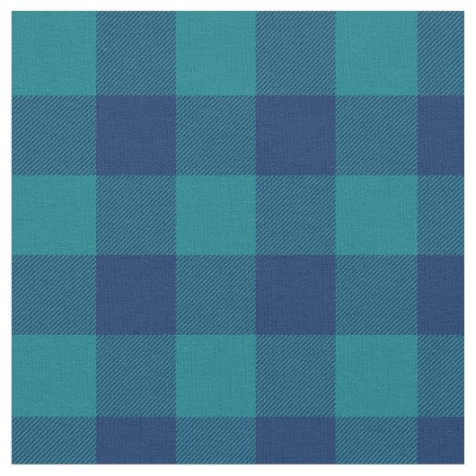 Dark Turquoise en Navy Blue Gingham Pset Stof (Close Up)