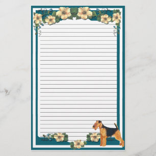 Dark Turquoise Floral lining Stationery Briefpapier