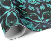 Dark Turquoise Floral Mandala Cadeaupapier (Rol Hoek)