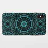 Dark Turquoise Floral Mandala Case-Mate iPhone Case (Achterkant (horizontaal))