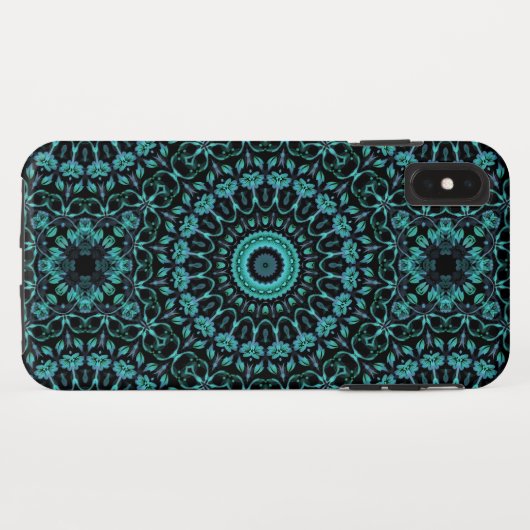 Dark Turquoise Floral Mandala Case-Mate iPhone Case (Achterkant (horizontaal))