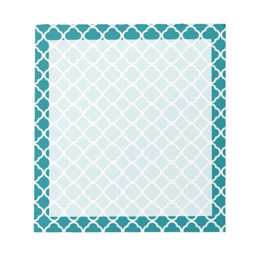 Dark Turquoise Quatrefoil Notitieblok (Voorkant)