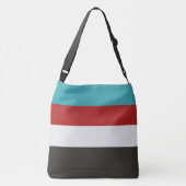 Dark Turquoise Red Gray Striped Pattern Crossbody Tas (Achterkant)