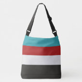Dark Turquoise Red Gray Striped Pattern Crossbody Tas (Voorkant)