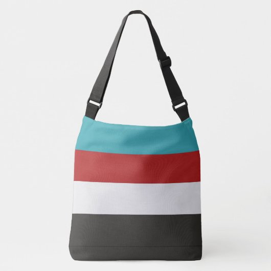 Dark Turquoise Red Gray Striped Pattern Crossbody Tas (Voorkant)