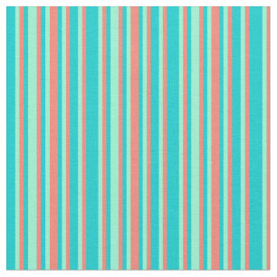 Dark Turquoise, Salmon & Aquamarine Pattern Stof