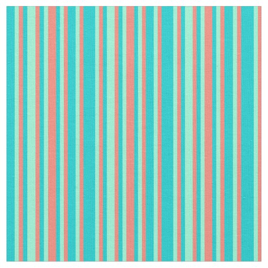 Dark Turquoise, Salmon & Aquamarine Pattern Stof (Close Up)