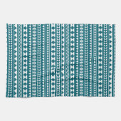 Dark Turquoise Tribal Aztec Pattern Theedoek (Horizontaal)