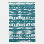 Dark Turquoise Tribal Aztec Pattern Theedoek (Verticaal)