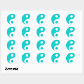 Dark Turquoise Yin Yang Symbol Ronde Sticker (Vel)