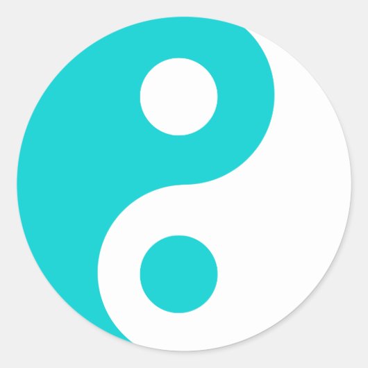 Dark Turquoise Yin Yang Symbol Ronde Sticker (Voorkant)