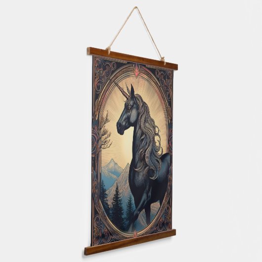 Dark Unicorn Nouveau Hangend Wandkleed (Gebogen)