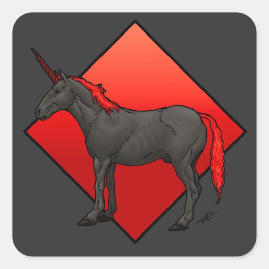 Dark Unicorn Vierkante Sticker (Voorkant)