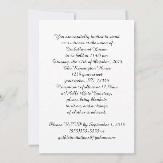 Dark Union Vampire Gothic Wedding Invitation Kaart (Achterkant)