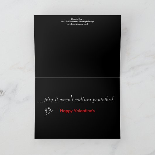 Dark Valentijn Collectie: Ik heb je geïnjecteerd.. Feestdagen Kaart (Binnen)