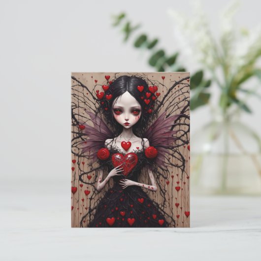 Dark Valentijn Vampire Fairy Briefkaart (Staand voorkant)