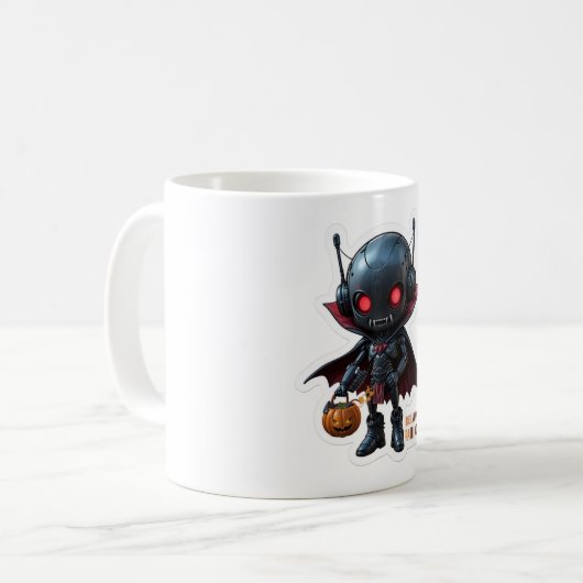Dark Vampire Robot Halloween Spooky Sci-Fi Koffie Koffiemok (Voorkant links)