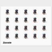 Dark Vampire Robot Spooky Sci-Fi Halloween Ontwerp Ronde Sticker (Vel)