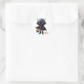 Dark Vampire Robot Spooky Sci-Fi Halloween Ontwerp Ronde Sticker (Tas)