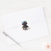 Dark Vampire Robot Spooky Sci-Fi Halloween Ontwerp Ronde Sticker (Envelop)