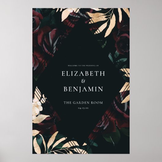 Dark Velvet Burgundy Roos | Herfst Weddenschap Poster (Voorkant)