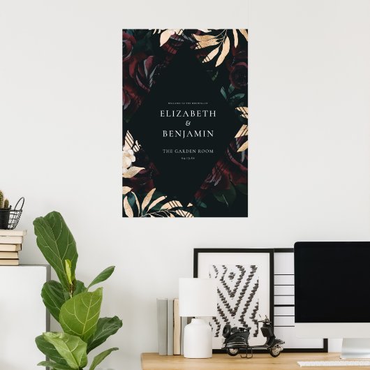 Dark Velvet Burgundy Roos | Herfst Weddenschap Poster (Thuiskantoor)