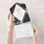 Dark Velvet Burgundy Roos | Herfst winterhuwelijk All In One Uitnodiging (Afscheurbaar)