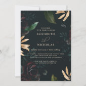 Dark Velvet Burgundy Roos | Herfst winterhuwelijk Kaart (Voorkant)