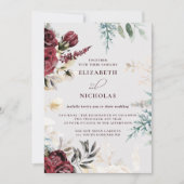 Dark Velvet Burgundy Roos | Herfst winterhuwelijk Kaart (Voorkant)