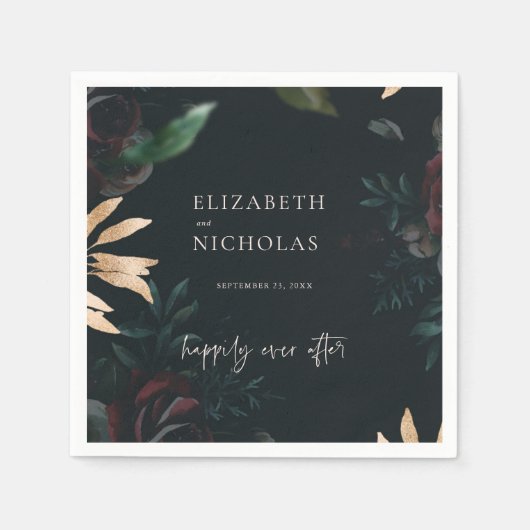 Dark Velvet Burgundy Roos | Herfst winterhuwelijk Servet (Voorkant)