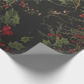Dark Victorian Crimson Berries & Gold Vine Wrappin Cadeaupapier (Hoek)