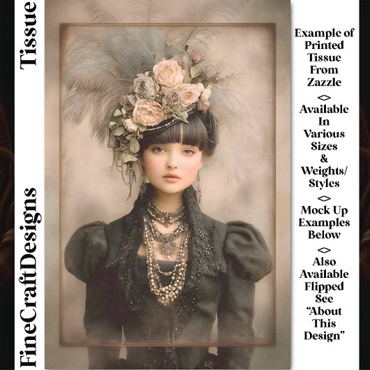 Dark Victorian Fashion, Feathers DX8L Decoupage Tissuepapier