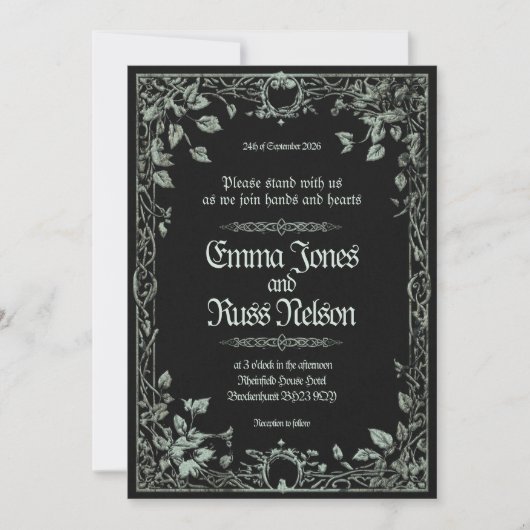 Dark Viking Norse Wedding Invitation Kaart (Voorkant)