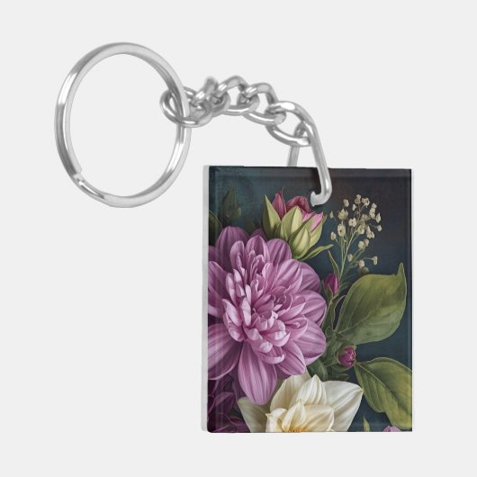 Dark Vintage Flowers Sleutelhanger (Voorkant Links)