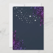 Dark Violet Glitter Drips, Stars Blue Sweet 16 Kaart (Achterkant)