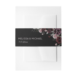 Dark Watercolor Roses Wedding Uitnodigingen Wikkel