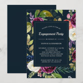 Dark Waterverf Floral Boho | Verlovingsfeest Kaart (Voorkant / Achterkant)