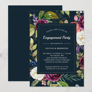 Dark Waterverf Floral Boho Verlovingsfeest Kaart