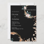 Dark waterverf flower Save the Date Invitation Kaart (Voorkant)