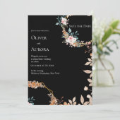 Dark waterverf flower Save the Date Invitation Kaart (Staand voorkant)