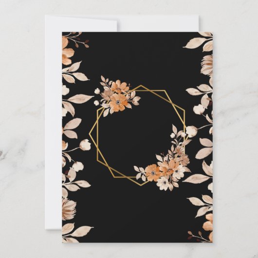 Dark waterverf flower Save the Date Invitation Kaart (Achterkant)