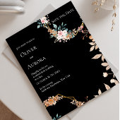 Dark waterverf flower Save the Date Invitation Kaart
