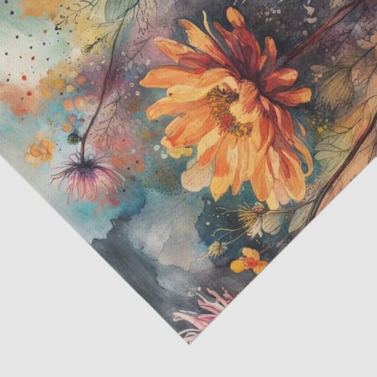 Dark Waterverf Flowers Decoupage Papier | Moody (Detail)