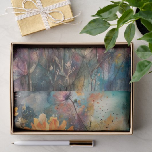 Dark Waterverf Flowers Decoupage Papier | Moody (Geschenk)